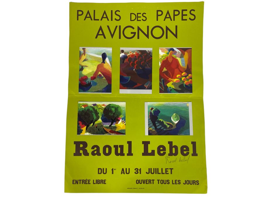 Hand Signed Raoul Lebel Artwork Exhibition Poster Palais Des Papes Avignon France 17 X 24