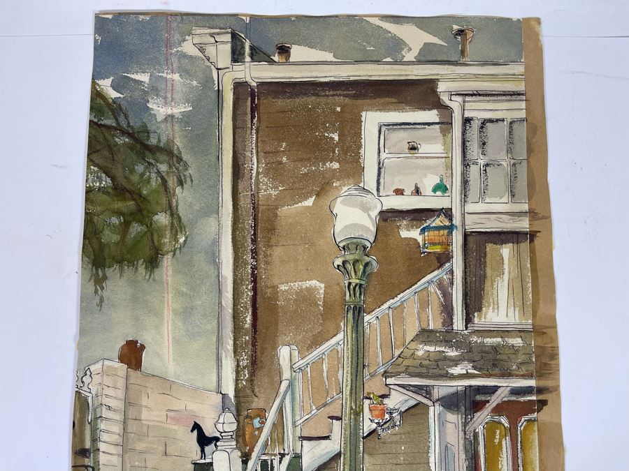 Original Jean Klafs Watercolor And Ink Painting 13.5 X 22 [Photo 6]