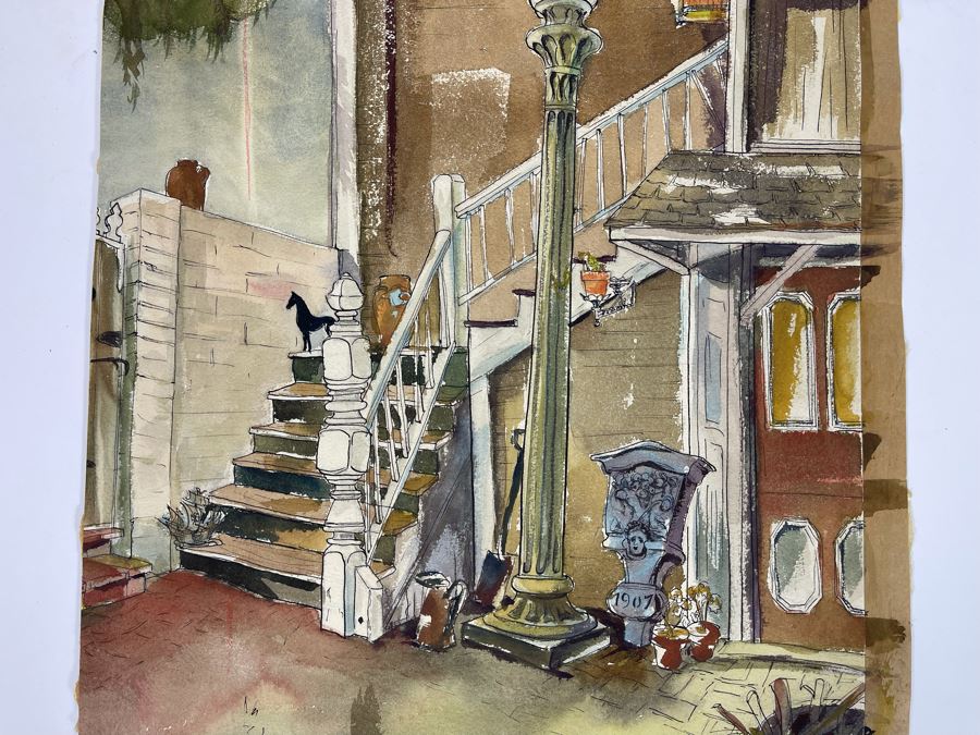 Original Jean Klafs Watercolor And Ink Painting 13.5 X 22 [Photo 5]