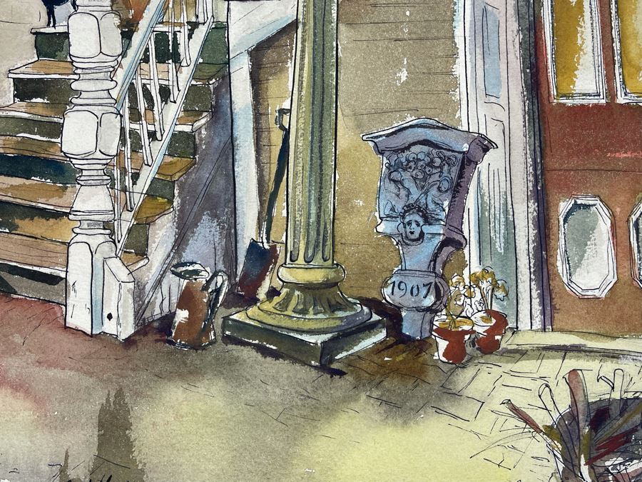 Original Jean Klafs Watercolor And Ink Painting 13.5 X 22 [Photo 4]