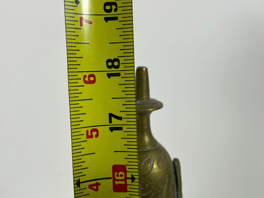 White Pottery Elephant Figurine And Etched Brass Vessel 18H From India [Photo 7]