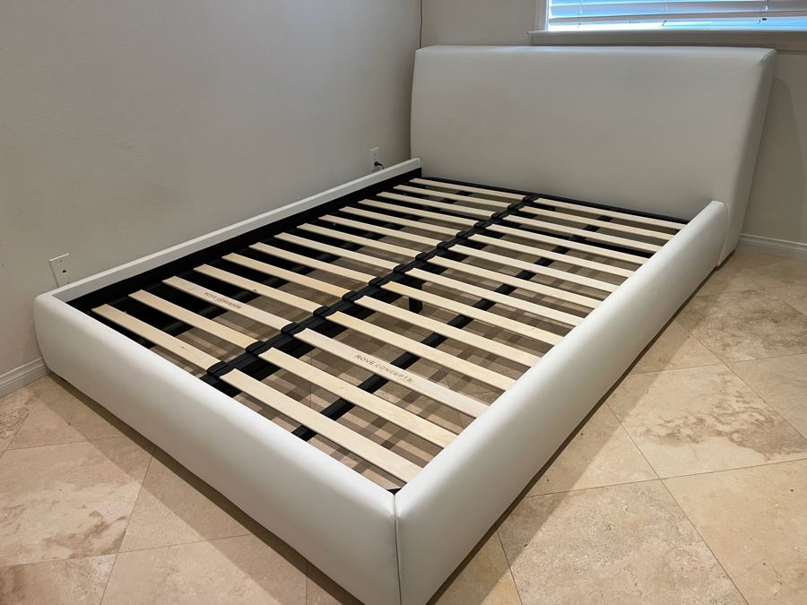 Rove Concepts Ophelia Contemporary Modern White Platform Bed Queen Size