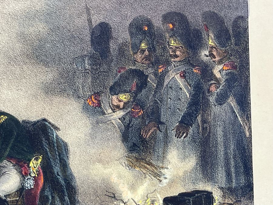 Antique 1836 Paul Gavarni, Napoleon In Bautzen (Saxe) Lithograph Hand Colored 14 X 11 [Photo 6]