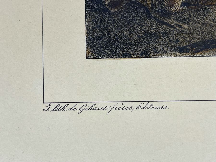 Antique 1836 Paul Gavarni, Napoleon In Bautzen (Saxe) Lithograph Hand Colored 14 X 11 [Photo 8]