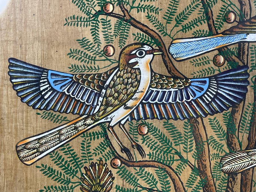 Original Papyrus Egyptian Painting Birds In Tree Framed Frame Measures 22 X 28 [Photo 4]