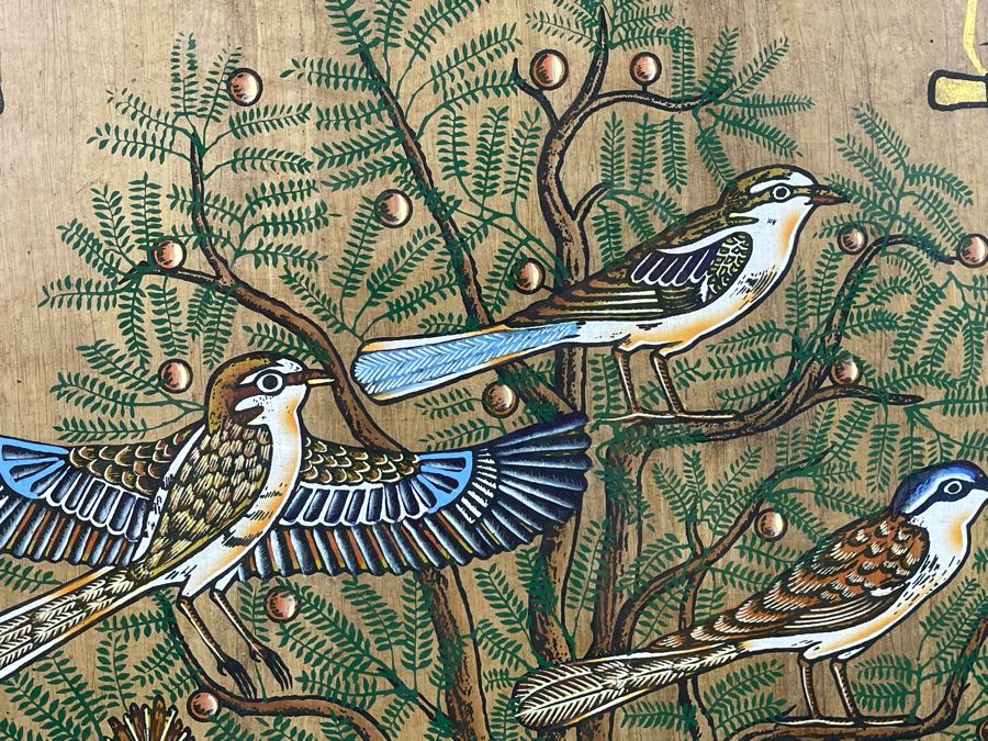Original Papyrus Egyptian Painting Birds In Tree Framed Frame Measures 22 X 28 [Photo 6]