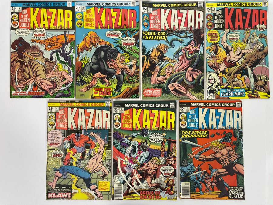 Vintage Ka-Zar Lord Of The Hidden Jungle Comic Books: 9,10,11,13,14,18,19 [Photo 1]