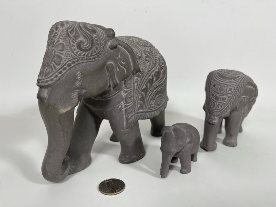 Three Carved Stone Elephant Figurines [Photo 10]
