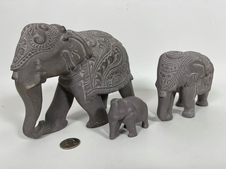 Three Carved Stone Elephant Figurines [Photo 9]