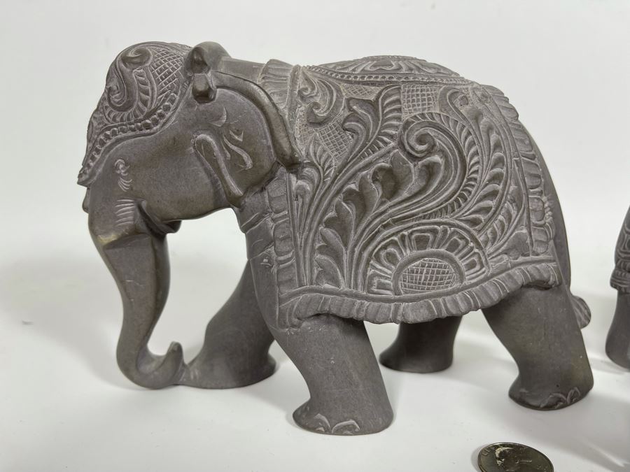 Three Carved Stone Elephant Figurines [Photo 5]