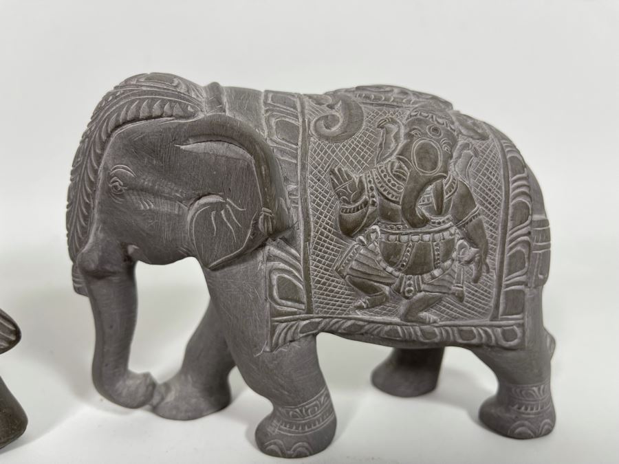 Three Carved Stone Elephant Figurines [Photo 6]