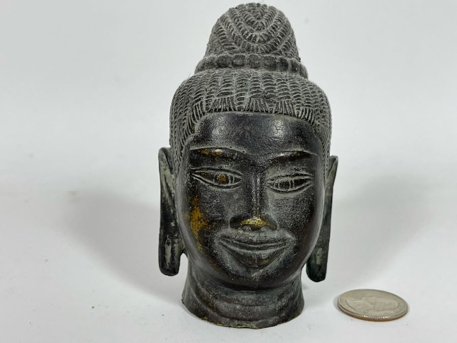 Vintage Bronze Small Buddha Head 4H [Photo 2]