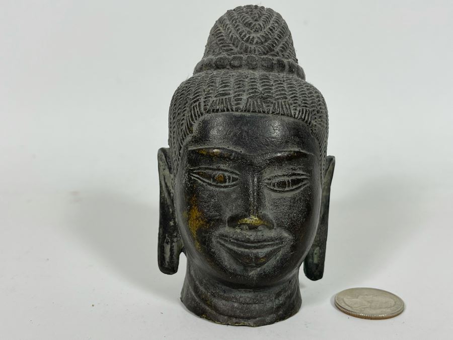 Vintage Bronze Small Buddha Head 4H [Photo 3]