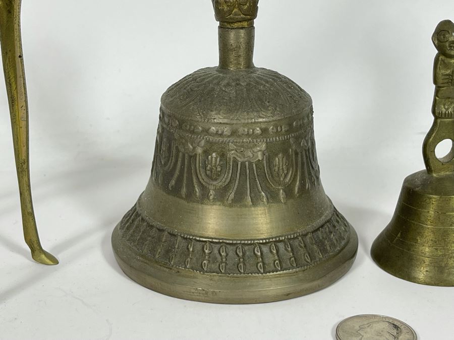 Pair Of Brass Bells And Brass Giraffe Figurine [Photo 5]