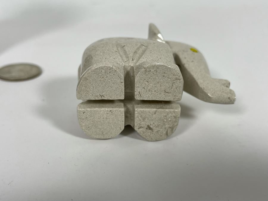 Small Carved Wooden Camel Figurine And Carved Stone Elephant Figurine [Photo 6]