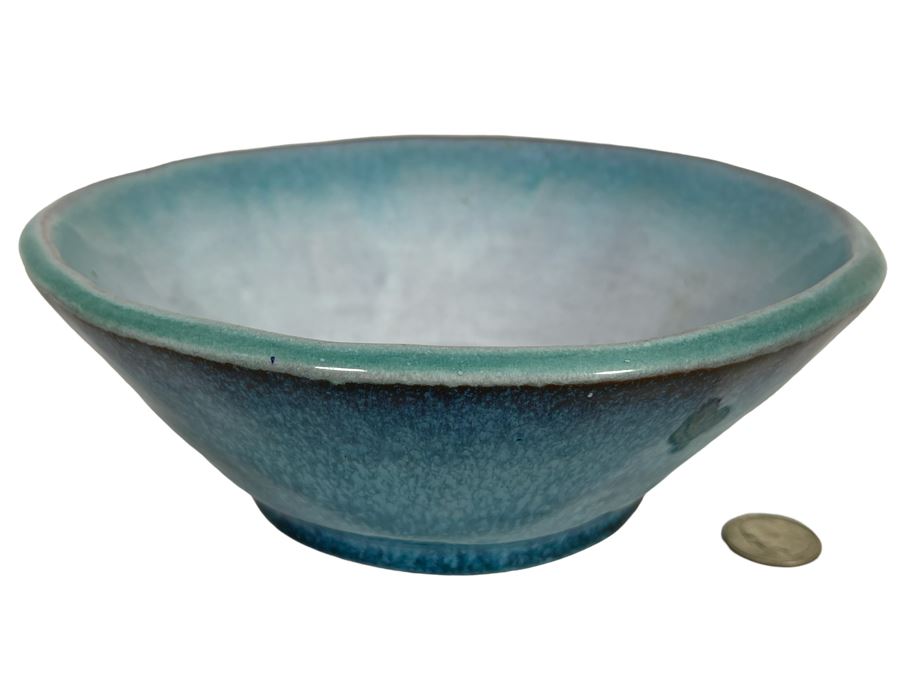 Glazed Studio Pottery Bowl Signed DH 8W [Photo 1]