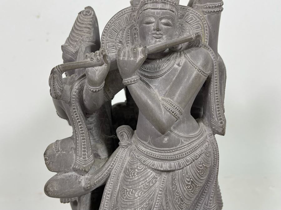 Carved Stone Sculpture Of Four Main Indian Goddesses From India 4-Sided 5.5W X 10H - See Photos  [Photo 17]
