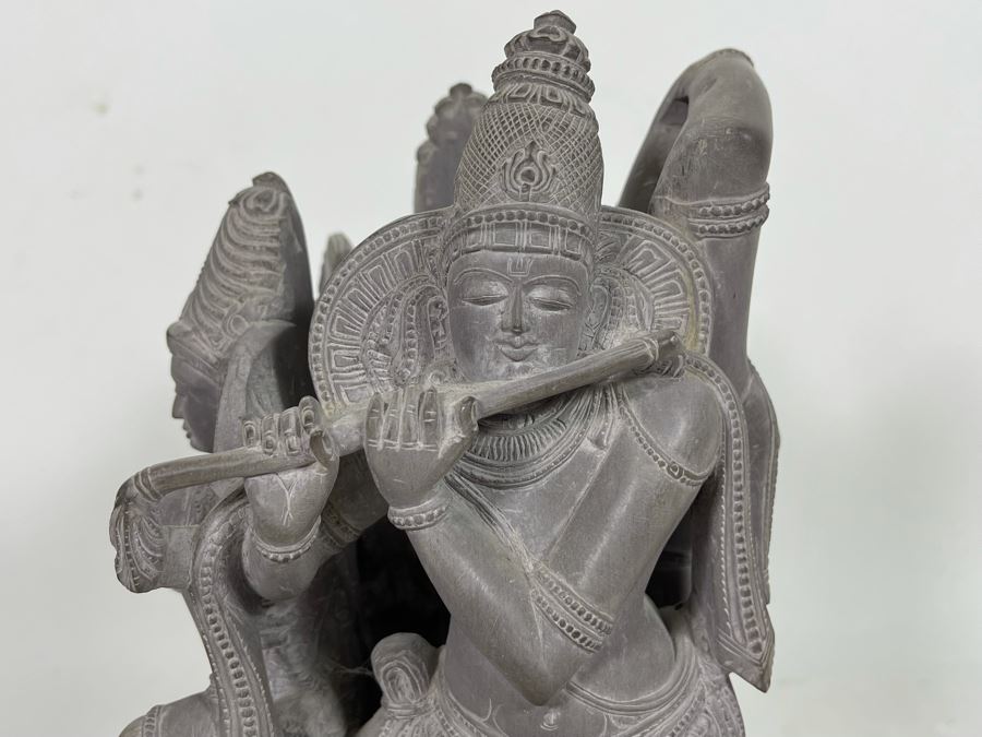 Carved Stone Sculpture Of Four Main Indian Goddesses From India 4-Sided 5.5W X 10H - See Photos  [Photo 16]