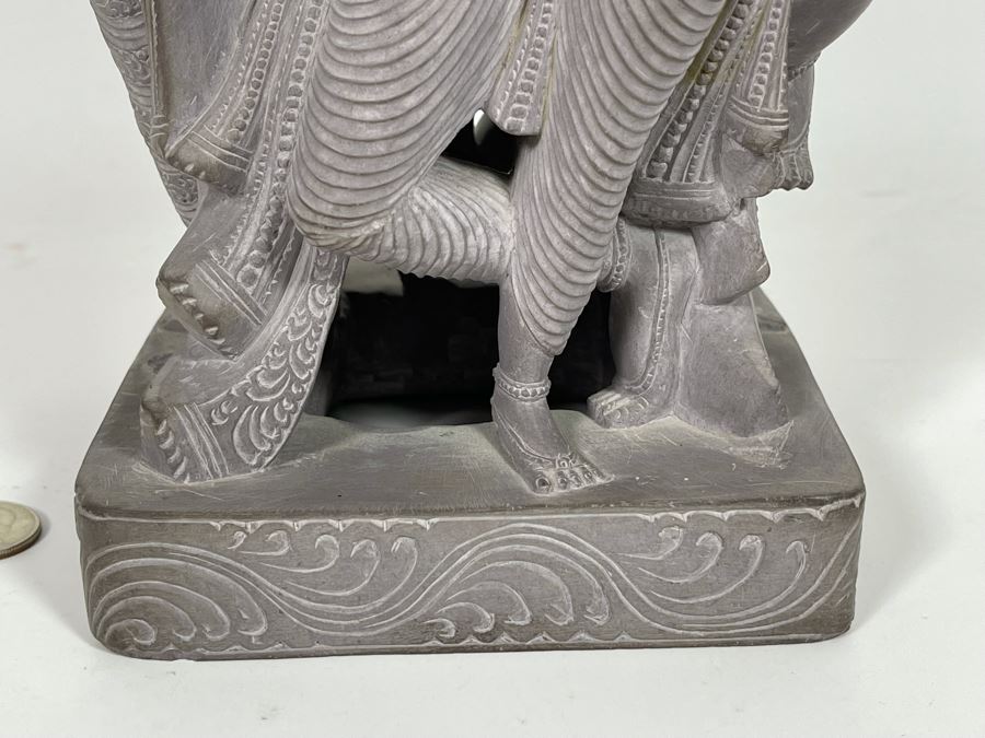 Carved Stone Sculpture Of Four Main Indian Goddesses From India 4-Sided 5.5W X 10H - See Photos  [Photo 24]