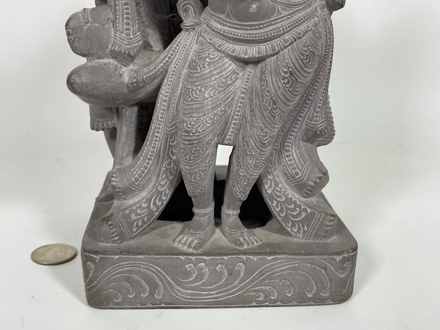 Carved Stone Sculpture Of Four Main Indian Goddesses From India 4-Sided 5.5W X 10H - See Photos  [Photo 18]