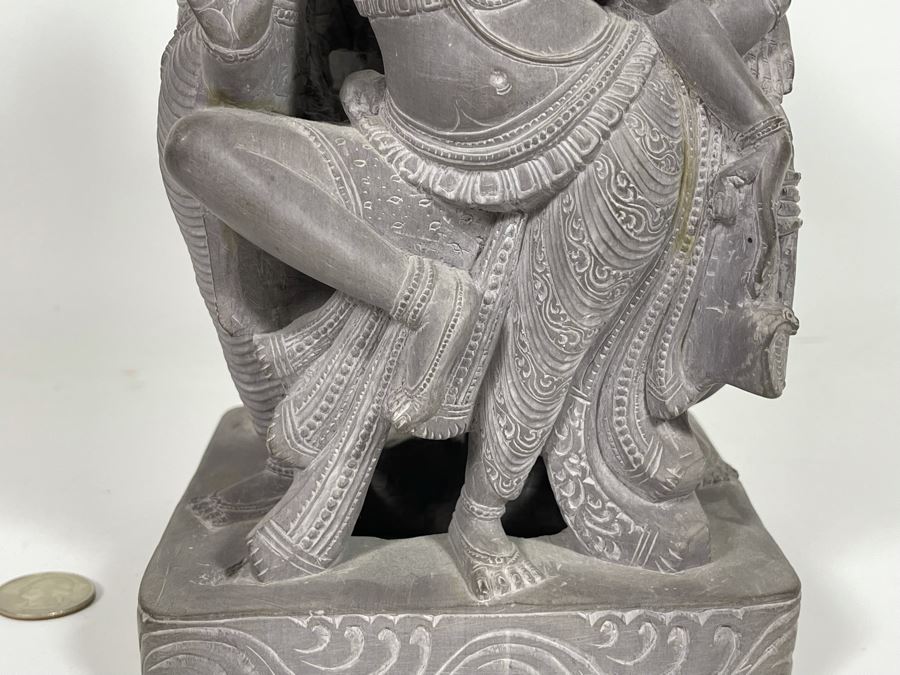 Carved Stone Sculpture Of Four Main Indian Goddesses From India 4-Sided 5.5W X 10H - See Photos  [Photo 8]