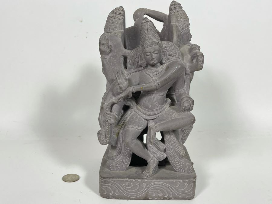 Carved Stone Sculpture Of Four Main Indian Goddesses From India 4-Sided 5.5W X 10H - See Photos  [Photo 10]