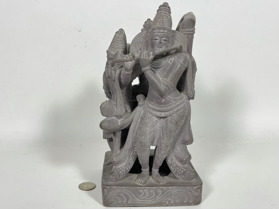 Carved Stone Sculpture Of Four Main Indian Goddesses From India 4-Sided 5.5W X 10H - See Photos  [Photo 15]