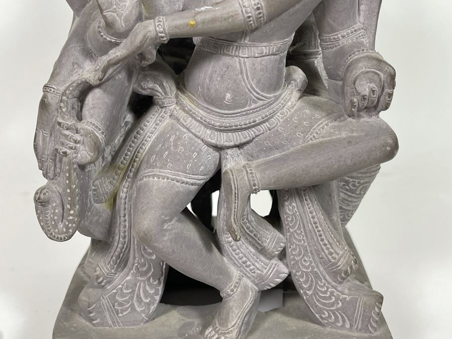 Carved Stone Sculpture Of Four Main Indian Goddesses From India 4-Sided 5.5W X 10H - See Photos  [Photo 12]