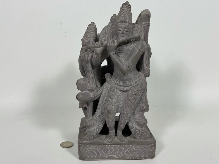 Carved Stone Sculpture Of Four Main Indian Goddesses From India 4-Sided 5.5W X 10H - See Photos  [Photo 14]