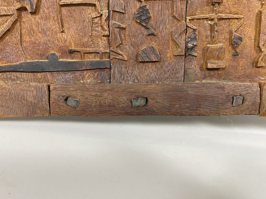 Vintage Hand Relief Carved Wooden Grain Door From Dogon People Of Mali 16 X 22 [Photo 15]