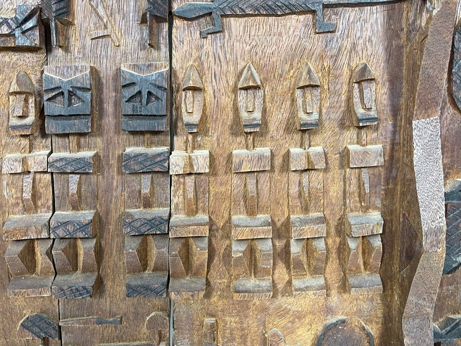 Vintage Hand Relief Carved Wooden Grain Door From Dogon People Of Mali 16 X 22 [Photo 9]
