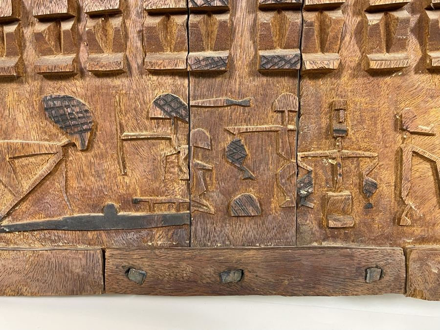 Vintage Hand Relief Carved Wooden Grain Door From Dogon People Of Mali ...