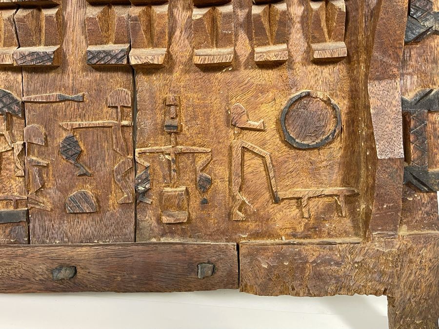 Vintage Hand Relief Carved Wooden Grain Door From Dogon People Of Mali 16 X 22 [Photo 13]