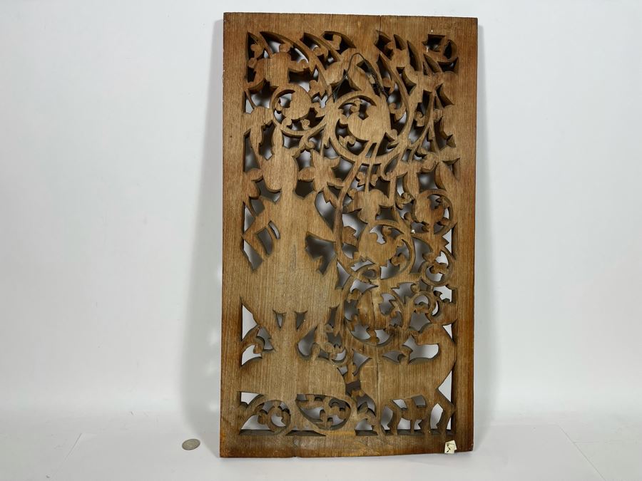 Vintage Relief Carved Wooden Panel 13.5 X 24 [Photo 7]