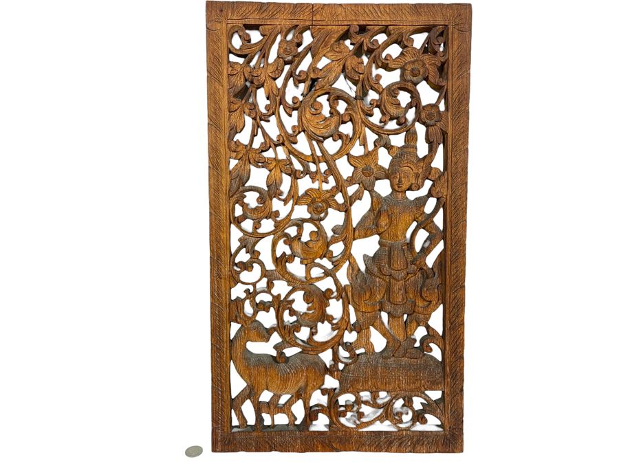 Vintage Relief Carved Wooden Panel 13.5 X 24 [Photo 1]