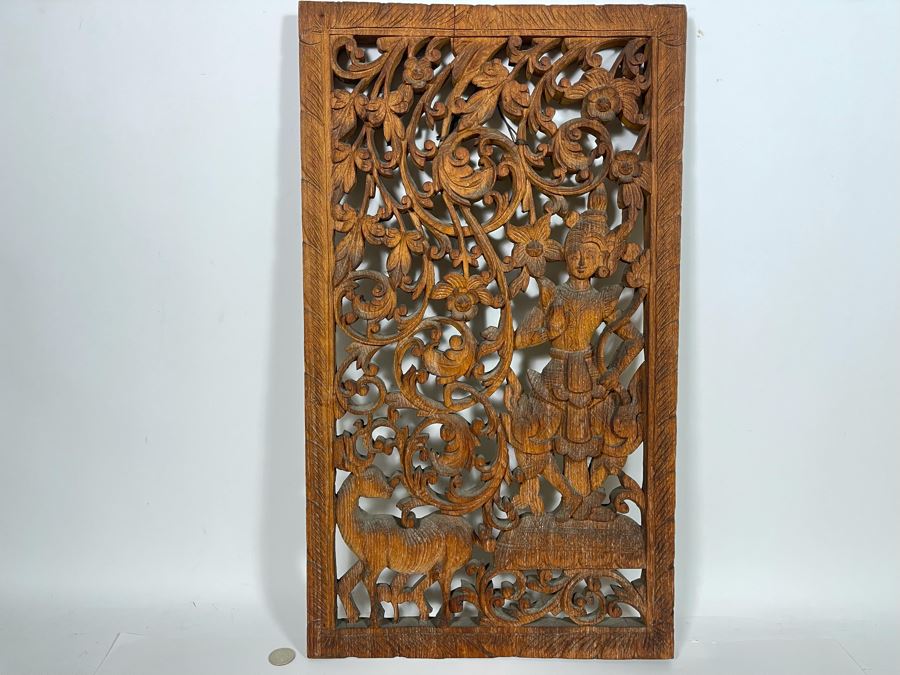 Vintage Relief Carved Wooden Panel 13.5 X 24 [Photo 2]