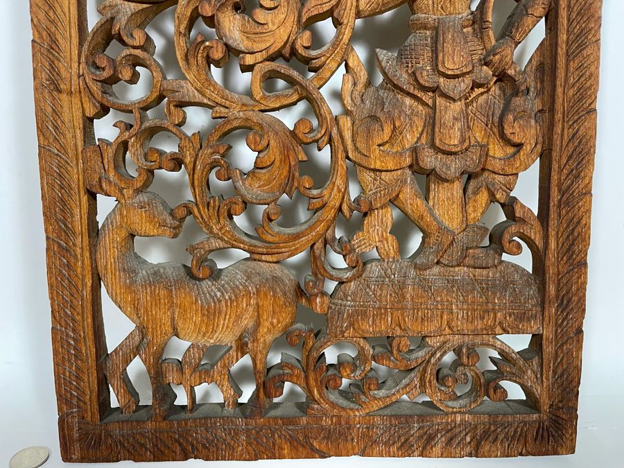 Vintage Relief Carved Wooden Panel 13.5 X 24 [Photo 3]