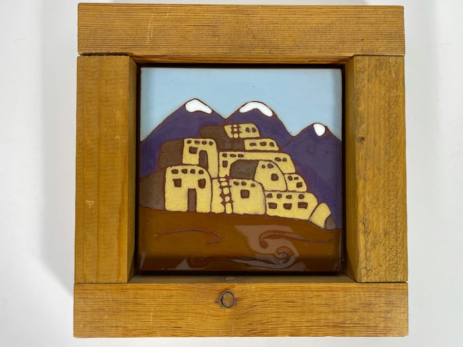 Hand Painted Tiles By Territorial Tiles Of Santa Fe, New Mexico Framed Frame Measures 9.5 X 9.5 [Photo 3]