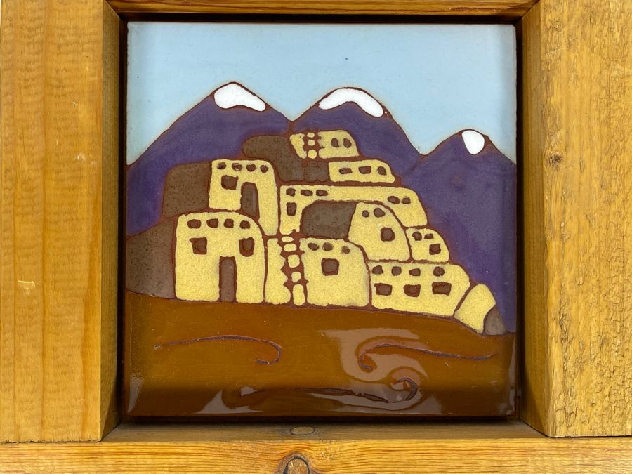 Hand Painted Tiles By Territorial Tiles Of Santa Fe, New Mexico Framed Frame Measures 9.5 X 9.5 [Photo 4]