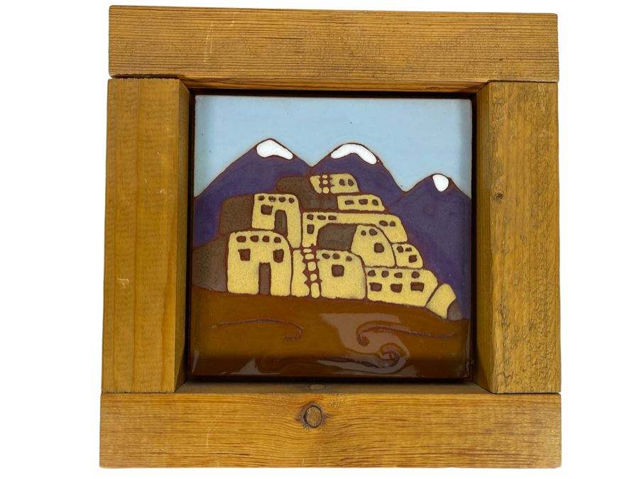 Hand Painted Tiles By Territorial Tiles Of Santa Fe, New Mexico Framed Frame Measures 9.5 X 9.5 [Photo 1]