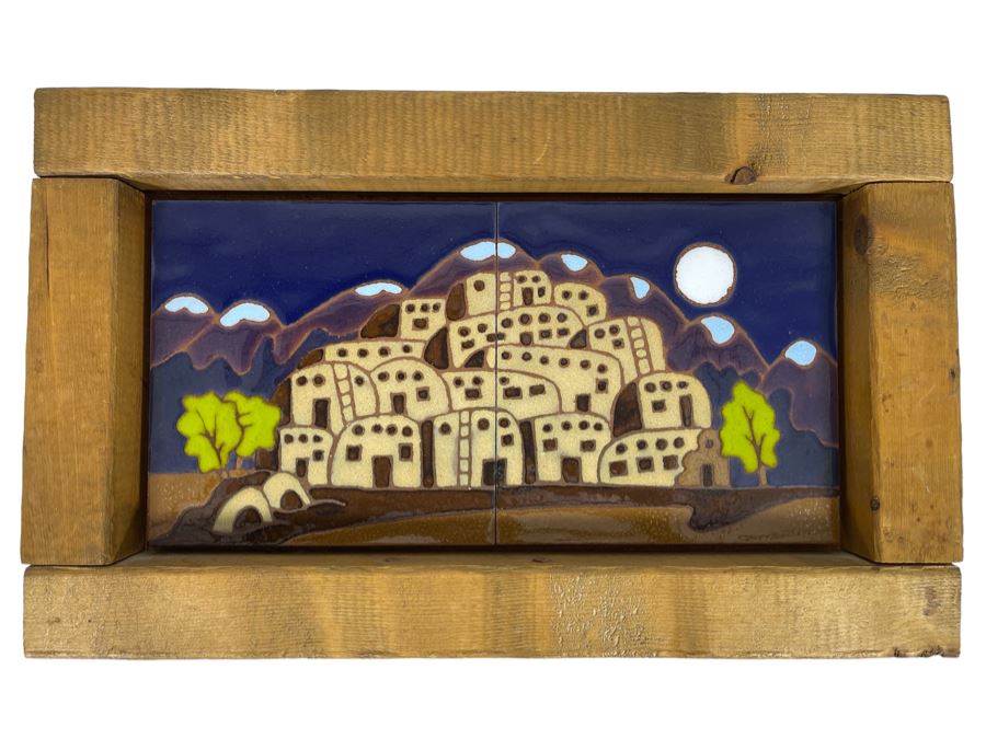 Hand Painted Tiles By Territorial Tiles Of Santa Fe, New Mexico Framed Frame Measures 15.5 X 9.5 [Photo 1]