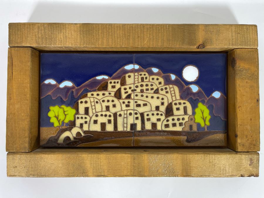 Hand Painted Tiles By Territorial Tiles Of Santa Fe, New Mexico Framed Frame Measures 15.5 X 9.5 [Photo 3]