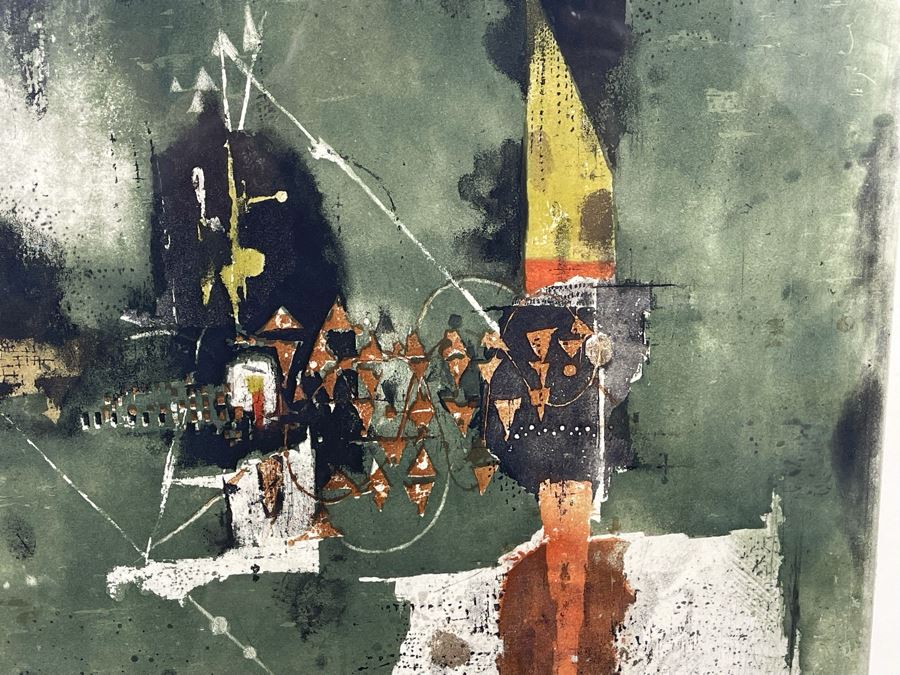 Modernist Abstract Hand Signed Johnny Friedlaender Lithograph Limited Edition 1 Of 95 Framed Frame Measures 33 X 44 [Photo 5]