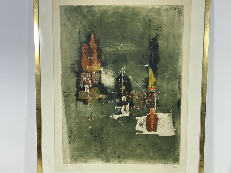 Modernist Abstract Hand Signed Johnny Friedlaender Lithograph Limited Edition 1 Of 95 Framed Frame Measures 33 X 44 [Photo 3]