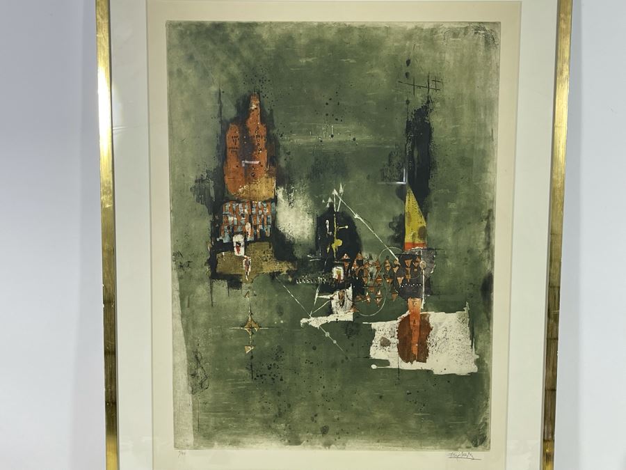 Modernist Abstract Hand Signed Johnny Friedlaender Lithograph Limited Edition 1 Of 95 Framed Frame Measures 33 X 44 [Photo 2]