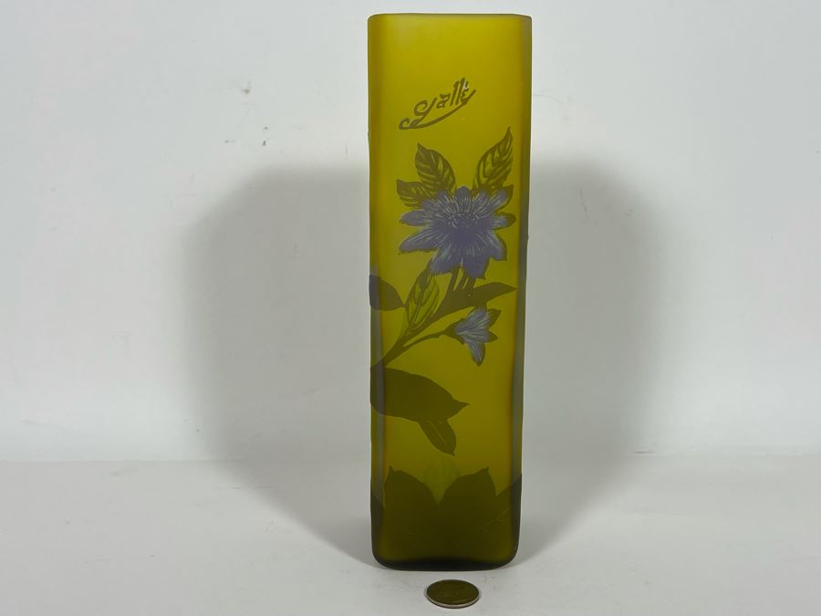 Vintage Cameo Art Glass Vase Signed Gallé 3 X 10 (Unverified Émile Gallé) [Photo 3]