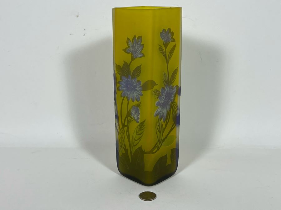 Vintage Cameo Art Glass Vase Signed Gallé 3 X 10 (Unverified Émile Gallé) [Photo 7]