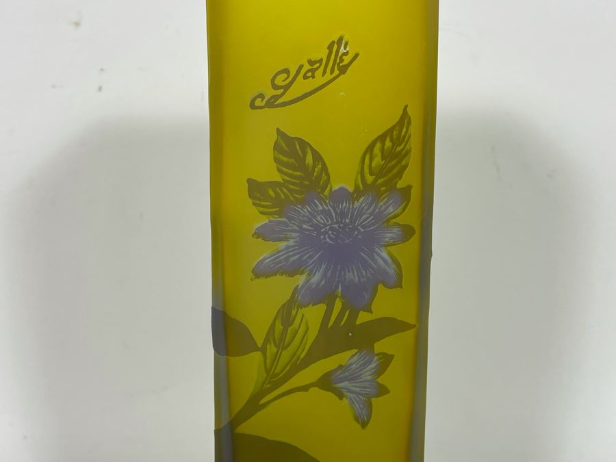 Vintage Cameo Art Glass Vase Signed Gallé 3 X 10 (Unverified Émile Gallé) [Photo 4]