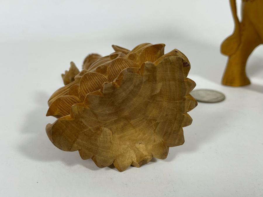 Hand Carved Buddha And Elephant Figurines 5H [Photo 10]