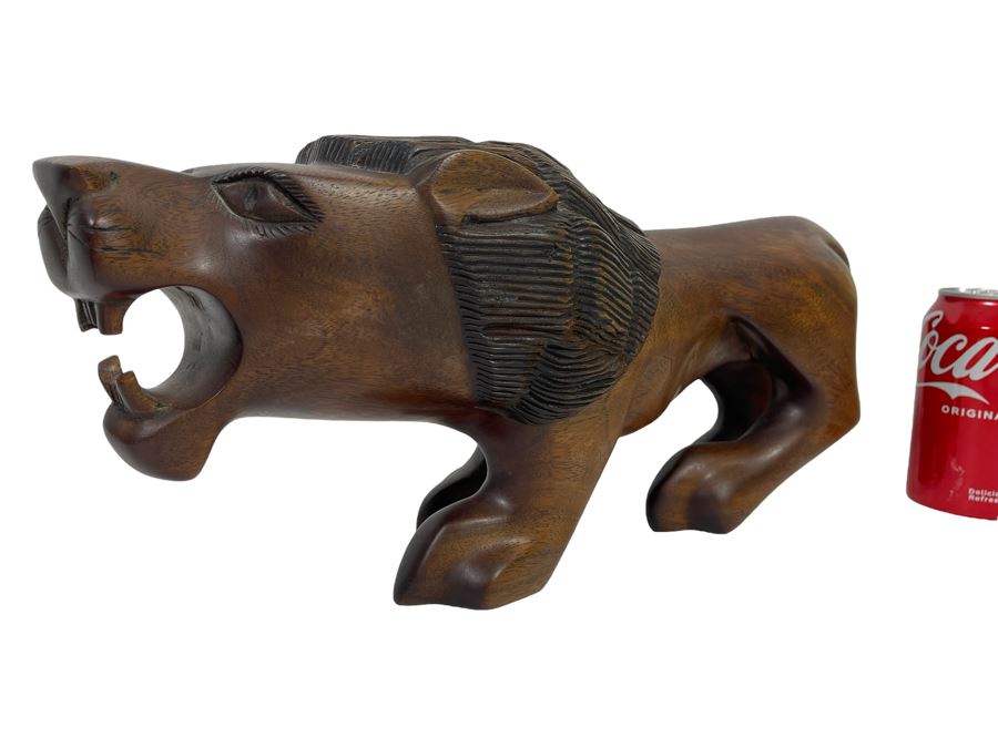 Hand Carved Lion Sculpture From The Gambia West Africa 17W X 5D X 7H [Photo 1]